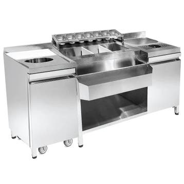 Bar-/Cocktailstation | RVS | Spoelbak + Glazenspoeler |, Verzenden