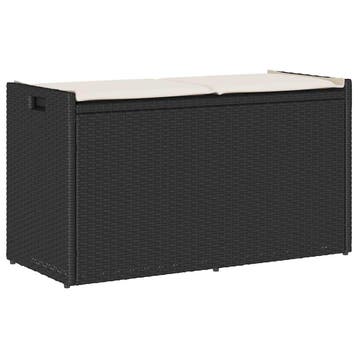 vidaXL Opbergbank met kussen voor buiten 100 cm poly rattan, Verzenden