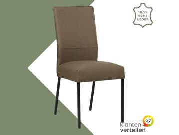 Leren eetkamerstoel Real - Toledo Lever (bruin) - Poten, Huis en Inrichting, Stoelen, Bruin, Nieuw, Ophalen of Verzenden, Eén