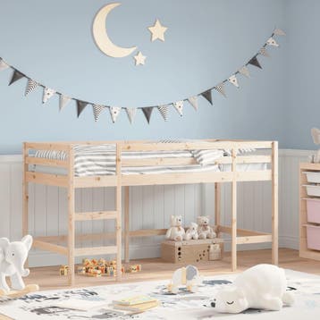 vidaXL Kinderhoogslaper met ladder 90x200 cm massief, Verzenden, Nieuw