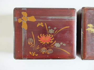 Doos (2) - Gelakt - landschap en bloemen - Hout