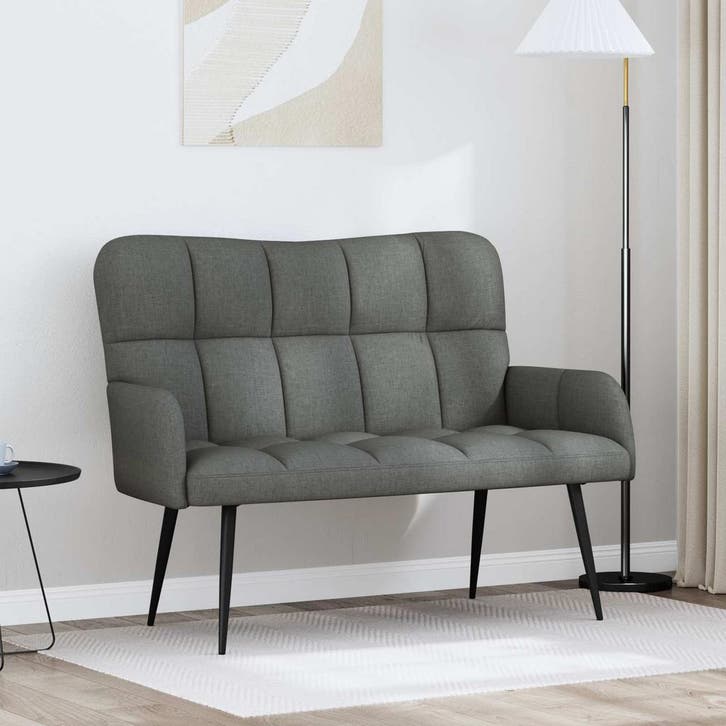 vidaXL 2-Zits Sofa Donkergrijs 115 x 61 x 87 cm Stof, Huis en Inrichting, Zetels | Zetels, Nieuw, Verzenden