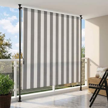 vidaXL Buitenzonwering Rolgordijn Antraciet en Wit 150 x 270, Verzenden