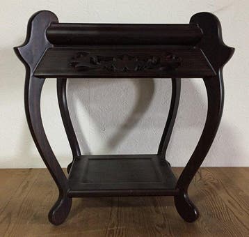 Vintage Japanese Shitan Wood Bonsai Stand - Square Two-Tier