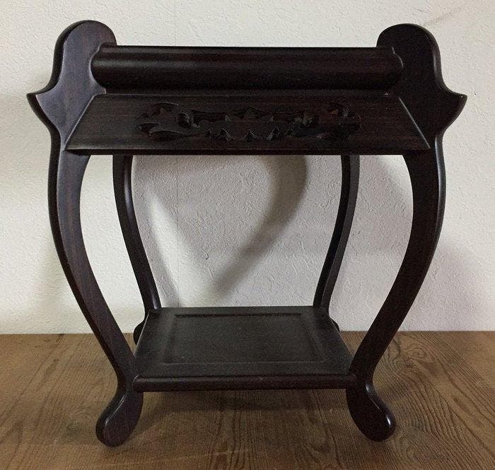 Vintage Japanese Shitan Wood Bonsai Stand - Square Two-Tier, Antiek en Kunst, Antiek | Overige Antiek