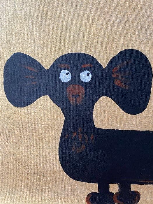 Tetiana Zaitseva - Acrylic Painting XL Wide dog no 231, Antiek en Kunst, Kunst | Schilderijen | Modern