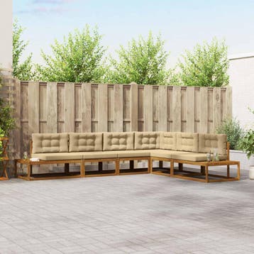 vidaXL Buiten bank set Natuurlijk en Beige, Verzenden