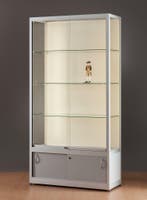 *TIP*  Luxe vitrinekast aluminium 100 cm met achtergrond en, Ophalen of Verzenden