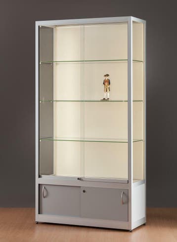 *TIP*  Luxe vitrinekast aluminium 100 cm met achtergrond en, Ophalen of Verzenden