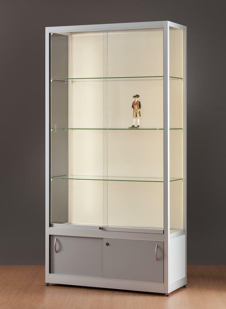 *TIP*  Luxe vitrinekast aluminium 100 cm met achtergrond en, Zakelijke goederen, Kantoor en Winkelinrichting | Winkel en Inventaris