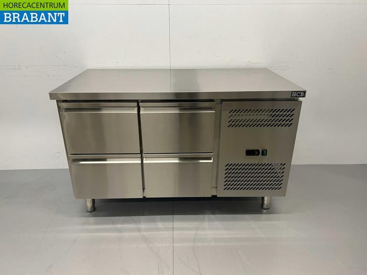 Établi réfrigéré en acier inoxydable 4 tiroirs 136 cm 230V, Zakelijke goederen, Horeca | Keukenapparatuur, Verzenden