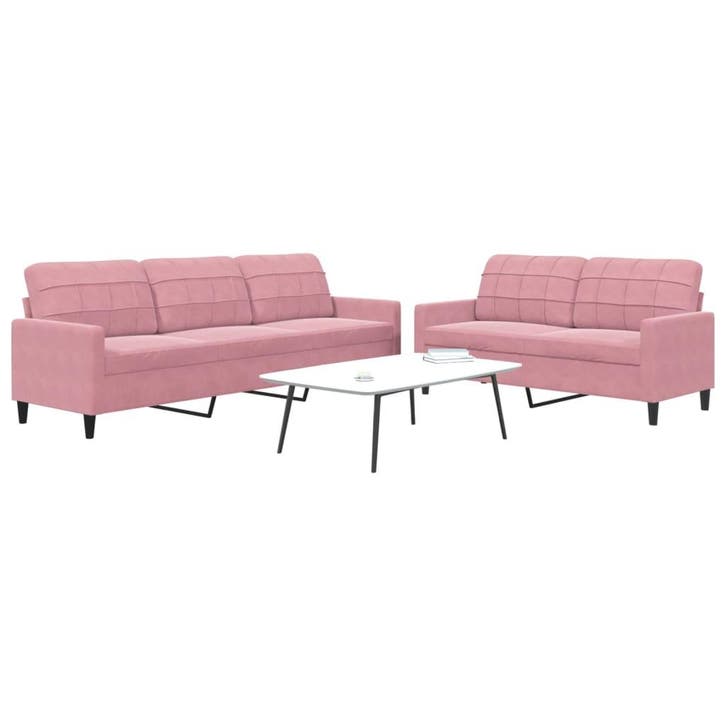 vidaXL 2-delige Loungeset met kussens fluweel roze, Huis en Inrichting, Zetels | Zetels, Nieuw, Verzenden
