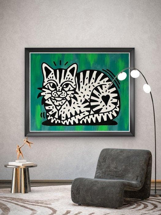 Nuno Barbedo (1983) - Sweet cat (XL Size Painting), Antiek en Kunst, Kunst | Schilderijen | Modern