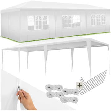Paviljoen Miramas met 8 zijpanelen, waterdicht, 9x3m - wit, Verzenden, Nieuw