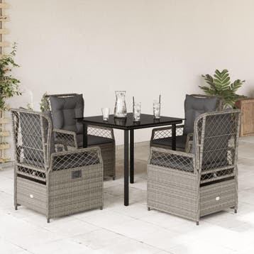 vidaXL 5-delige Tuinset met kussens poly rattan lichtgrijs, Verzenden, Tuinset