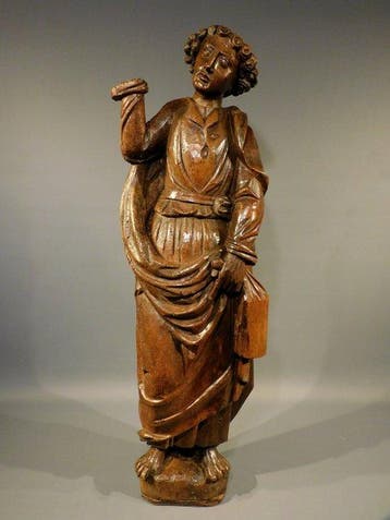 Sculpture, Houten beeld Apostel Johannes - 16e eeuw - 86 cm