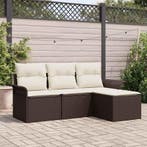 vidaXL Tuinbank Set met kussen met opslag 4 pcs Bruin Poly, Verzenden