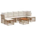 vidaXL Buiten bank set 8 pcs Natuurlijk en Crème Wit, Tuin en Terras, Tuinsets en Loungesets, Verzenden, Nieuw