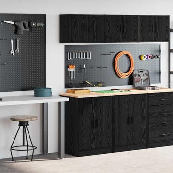 vidaXL Garagekasten 2 st spaanplaat zwart, Verzenden