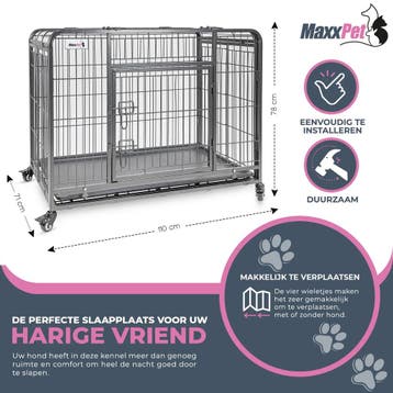 MaxxPet Hondenbench met Plaid - Verrijdbaar - 110x71x78cm, Ophalen of Verzenden