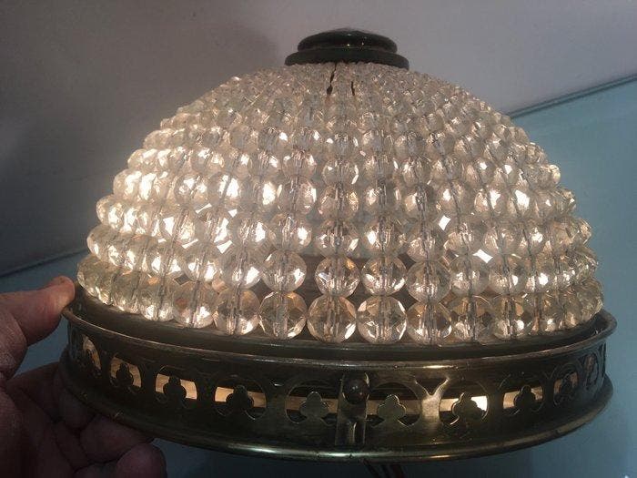 Plafonnier - Laiton, Verre, Antiek en Kunst, Curiosa en Brocante