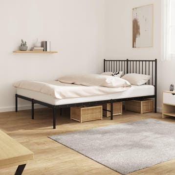 vidaXL Bedframe met hoofdbord metaal zwart 140x190 cm, Verzenden