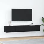 vidaXL Tv-kasten 2 st 80x31x25,5 cm spaanplaat zwart, Huis en Inrichting, Verzenden, Nieuw