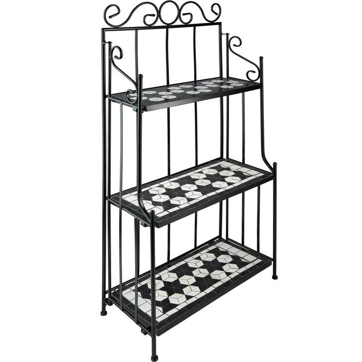 Metalen rek mozaïek 3 niveaus - zwart / wit, Tuin en Terras, Overige Tuin en Terras, Verzenden