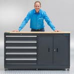 Datona Werkbank met laden 160 cm - Datona - Mat zwart, Doe-het-zelf en Bouw, Ophalen of Verzenden, Nieuw