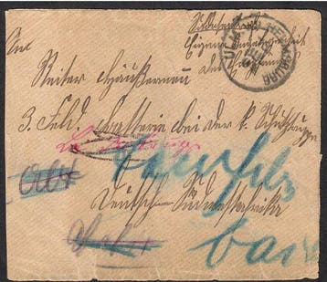Poststempel - Veldpostbrief uit Ulm met wandelstempel, Gestempeld