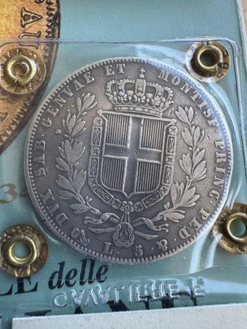 Koninkrijk Sardinië. Carlo Alberto. 5 Lire 1844 (Zonder