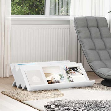vidaXL Tijdschriftenrek met plank Wit 90 x 53 x 28,5 cm, Huis en Inrichting, Verzenden, Nieuw
