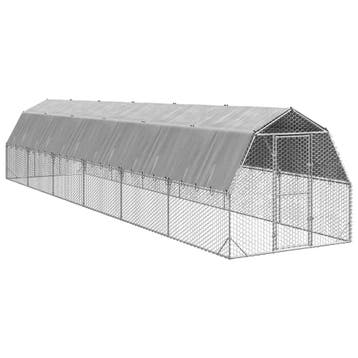 vidaXL Kippenren met dak 2,5x12x2,25 m gegalvaniseerd staal, Verzenden, Nieuw