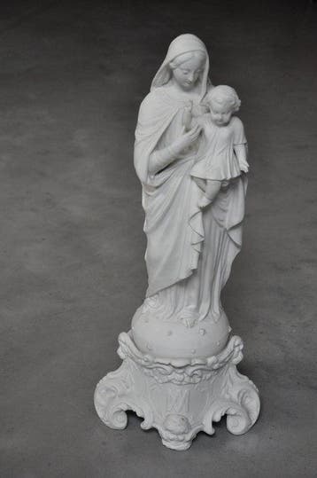 Beeld, Maagd Maria met kind - 52 cm - Biscuit porselein