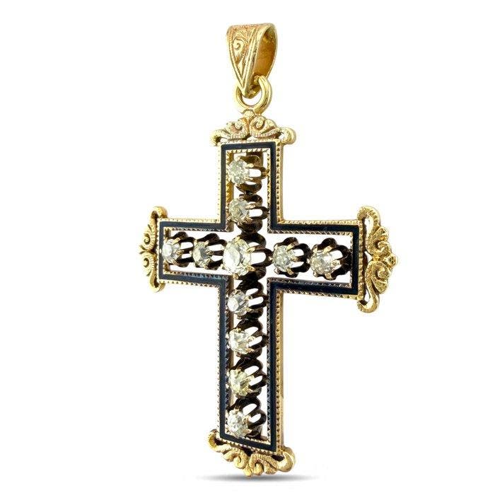 Pendentif - 14 carats Or jaune, Pendentif croix antique en, Bijoux, Sacs & Beauté, Bijoux anciens