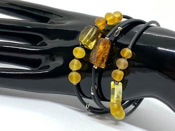 Triade de Lumière - 3 bracelets flexibles en ambre balte –