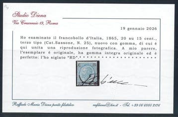 Royaume d’Italie - « Fer à cheval », 20 sur 15 c. III type,