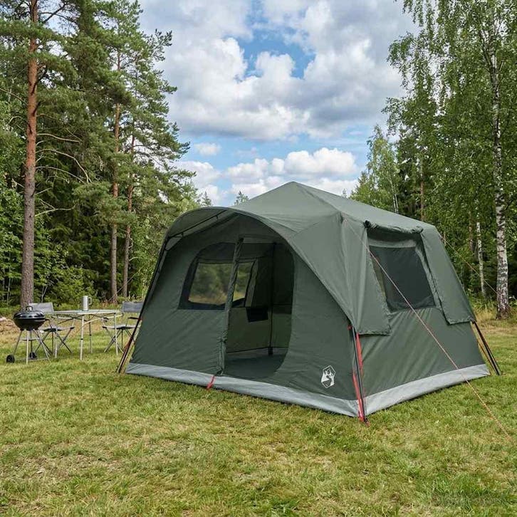 vidaXL Directe Tent Leger Groen 365 x 380 x 200 cm Polyester, Caravanes & Camping, Tentes, Envoi
