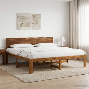 vidaXL Tweepersoonsbed met hoofdbord ROSTOCK Naturel 193 x, Verzenden, Nieuw