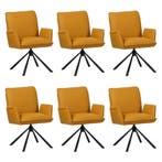 Set van 6 Leren draaibare eetkamerstoelen Elite - Toledo, 60 tot 90 cm, Nieuw, Leer, Ophalen of Verzenden