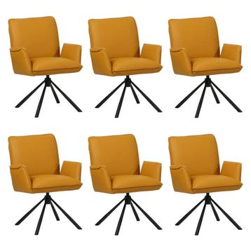 Set van 6 Leren draaibare eetkamerstoelen Elite - Toledo, Ophalen of Verzenden