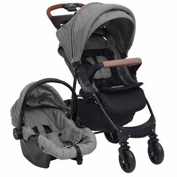 vidaXL Kinderwagen 3-in-1 staal lichtgrijs, Kinderen en Baby's, Verzenden, Nieuw