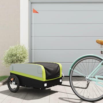vidaXL Fietstrailer 45 kg ijzer zwart en groen, Verzenden, Nieuw