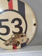 Volkswagen Kever 53 – rond emaille bord – Herbie stijl -