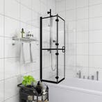 vidaXL Douchewand inklapbaar 80x140 cm ESG zwart, Doe-het-zelf en Bouw, Sanitair, Verzenden, Nieuw