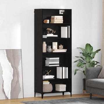 vidaXL Highboard Zwart Eiken 69,5 x 34 x 180 cm Bewerkt hout, Huis en Inrichting, Kasten | Dressoirs, Verzenden, Nieuw