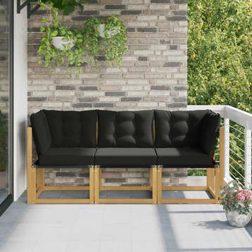 vidaXL 3 st Outdoor Midden- en Hoekbank Wit, Verzenden, Nieuw