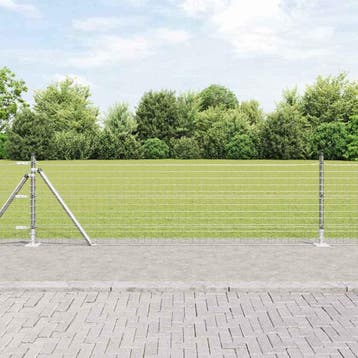vidaXL Hekpaal met betonnen voet 13 st zilver Gepoedercoat, Verzenden, Nieuw