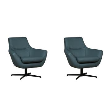 Set van 2 Leren draaifauteuils Wing - Massif Whale, Nieuw, Ophalen of Verzenden, 75 tot 100 cm, Leer