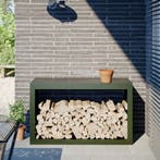 vidaXL Haardhoutrek 100x40x60 cm staal groen, Verzenden